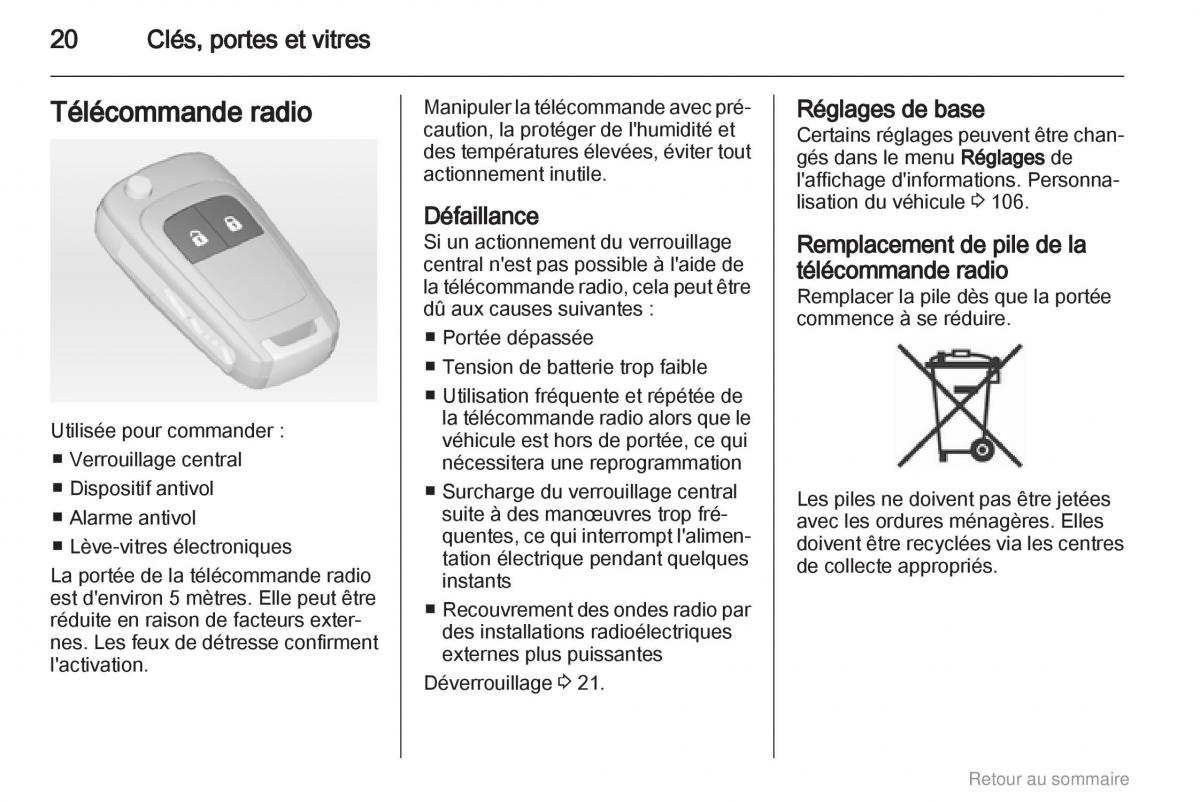 manual  Opel Meriva B manuel du proprietaire / page 20