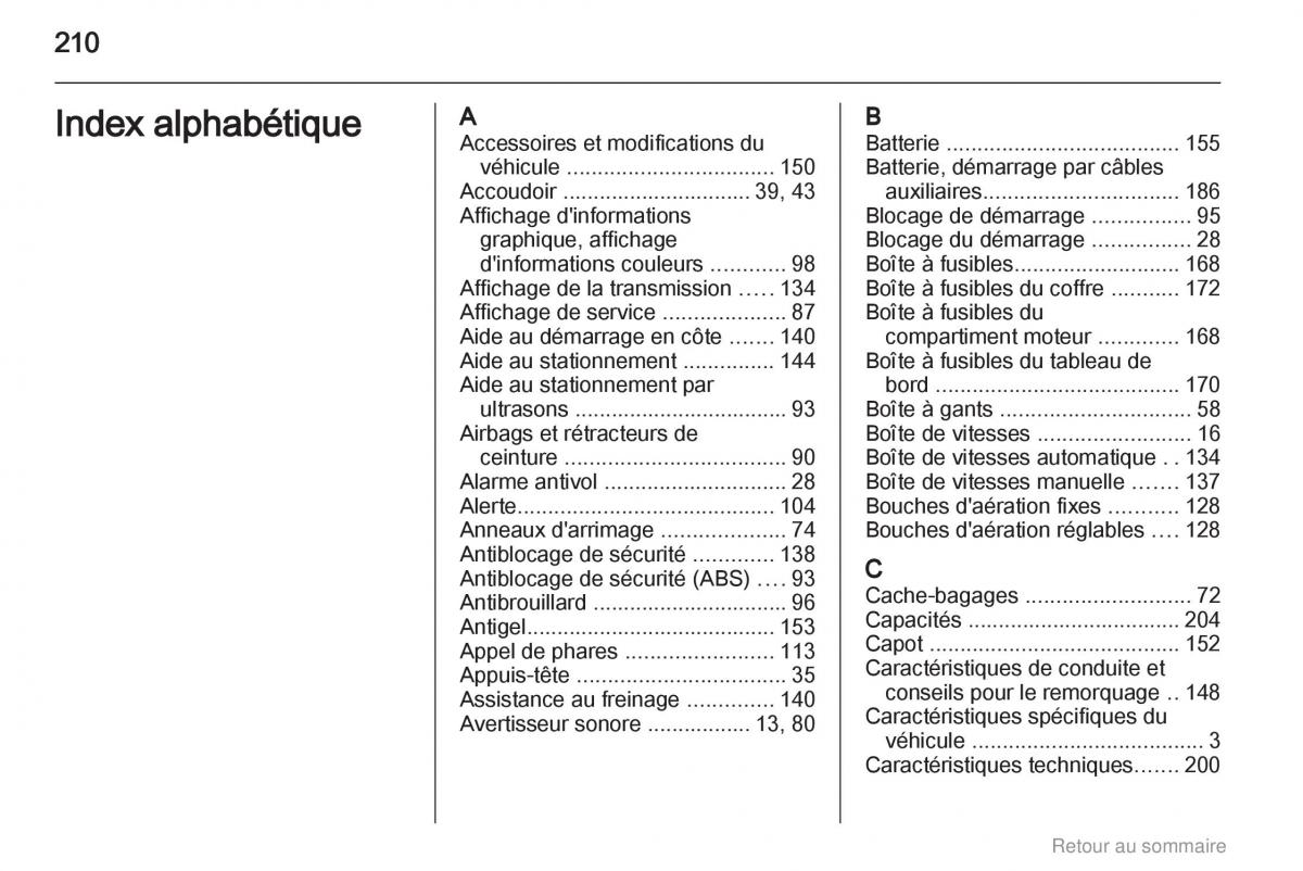 manual  Opel Meriva B manuel du proprietaire / page 210