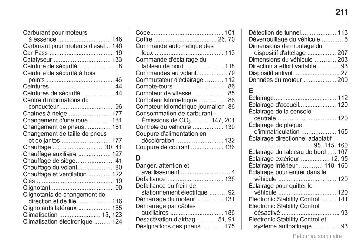 Opel Meriva B manuel du proprietaire / page 211