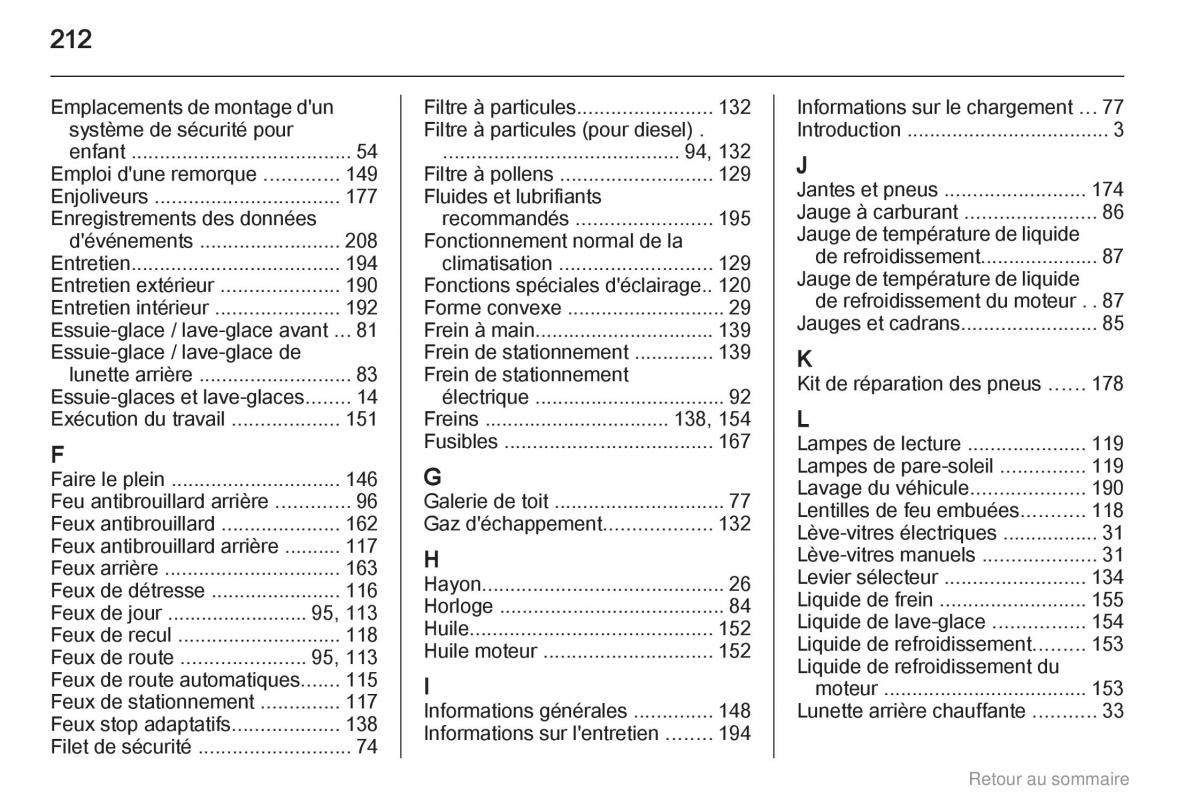 Opel Meriva B manuel du proprietaire / page 212