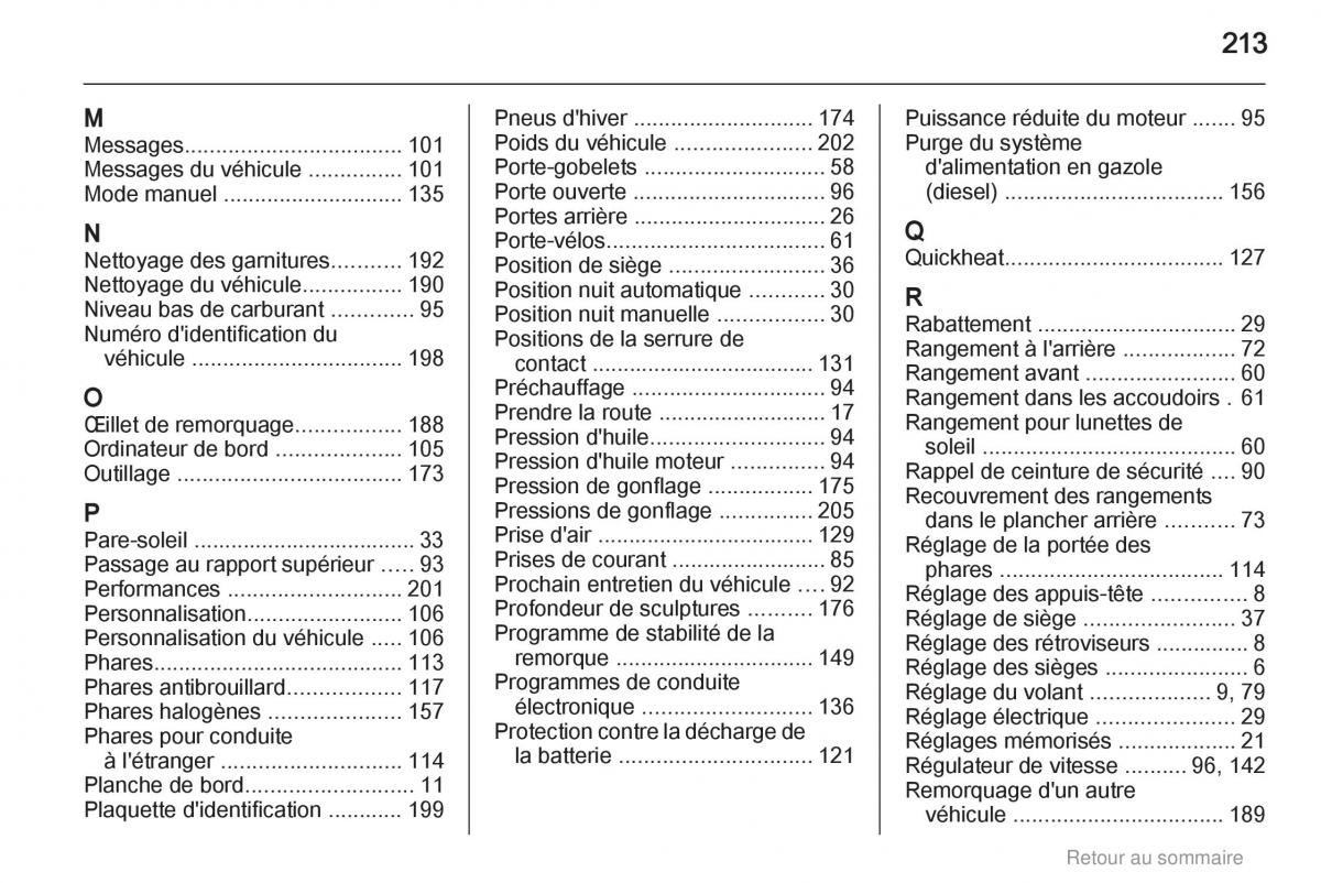 Opel Meriva B manuel du proprietaire / page 213