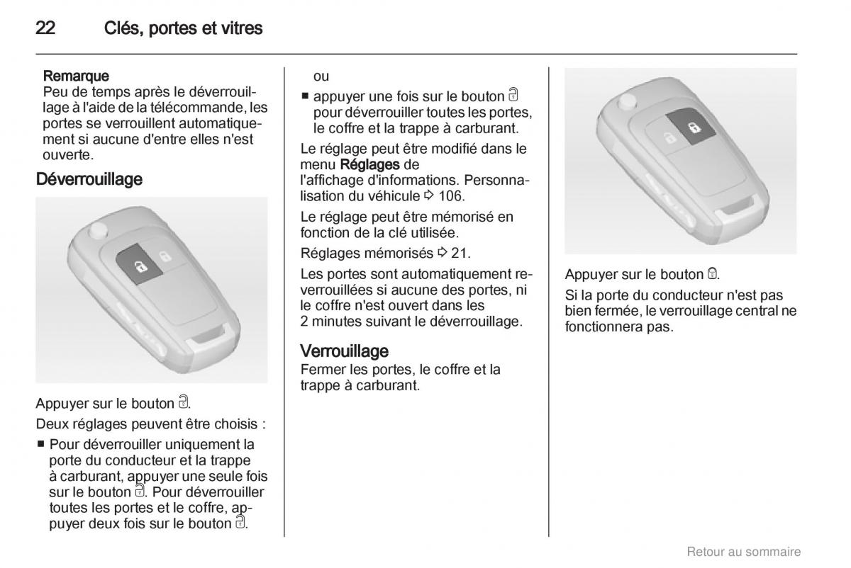 manual  Opel Meriva B manuel du proprietaire / page 22