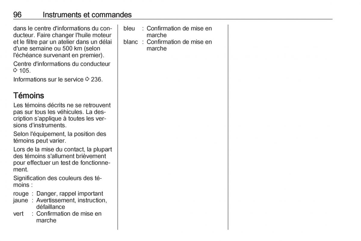 manual Opel Meriva B FL manuel du proprietaire / page 98