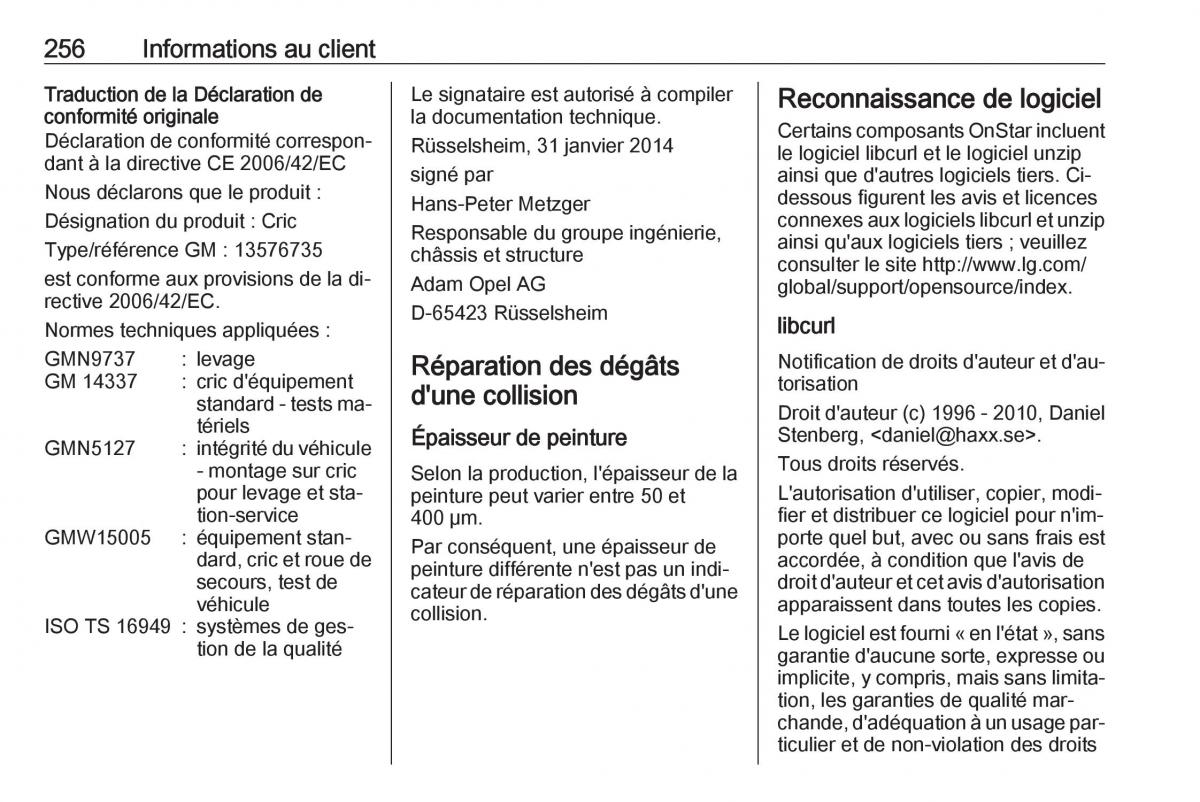 manual de usuario Opel Meriva B FL manuel du proprietaire / page 258
