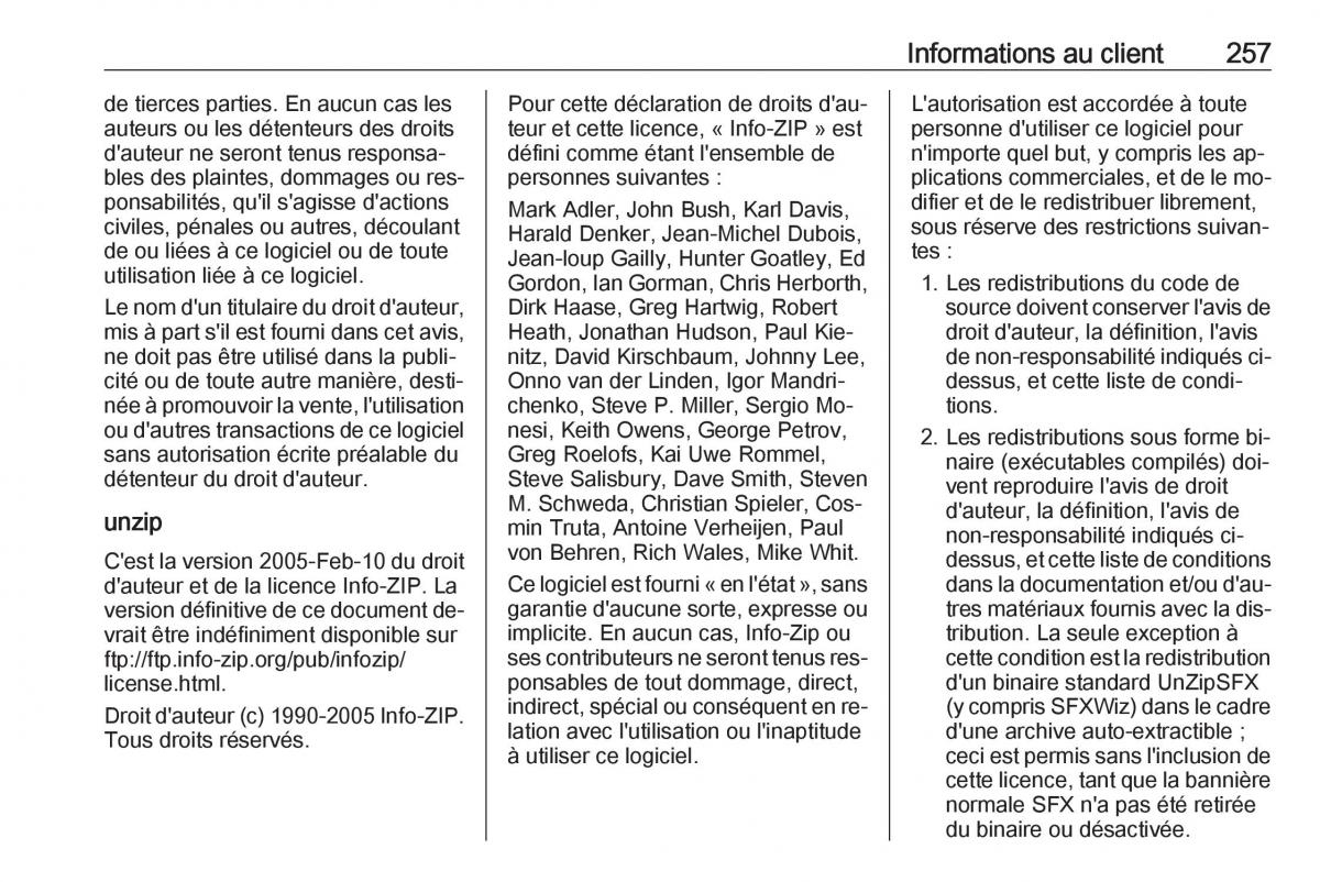Opel Meriva B FL manuel du proprietaire / page 259