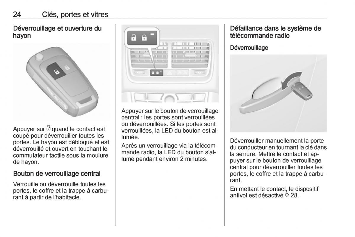 manual Opel Meriva B FL manuel du proprietaire / page 26