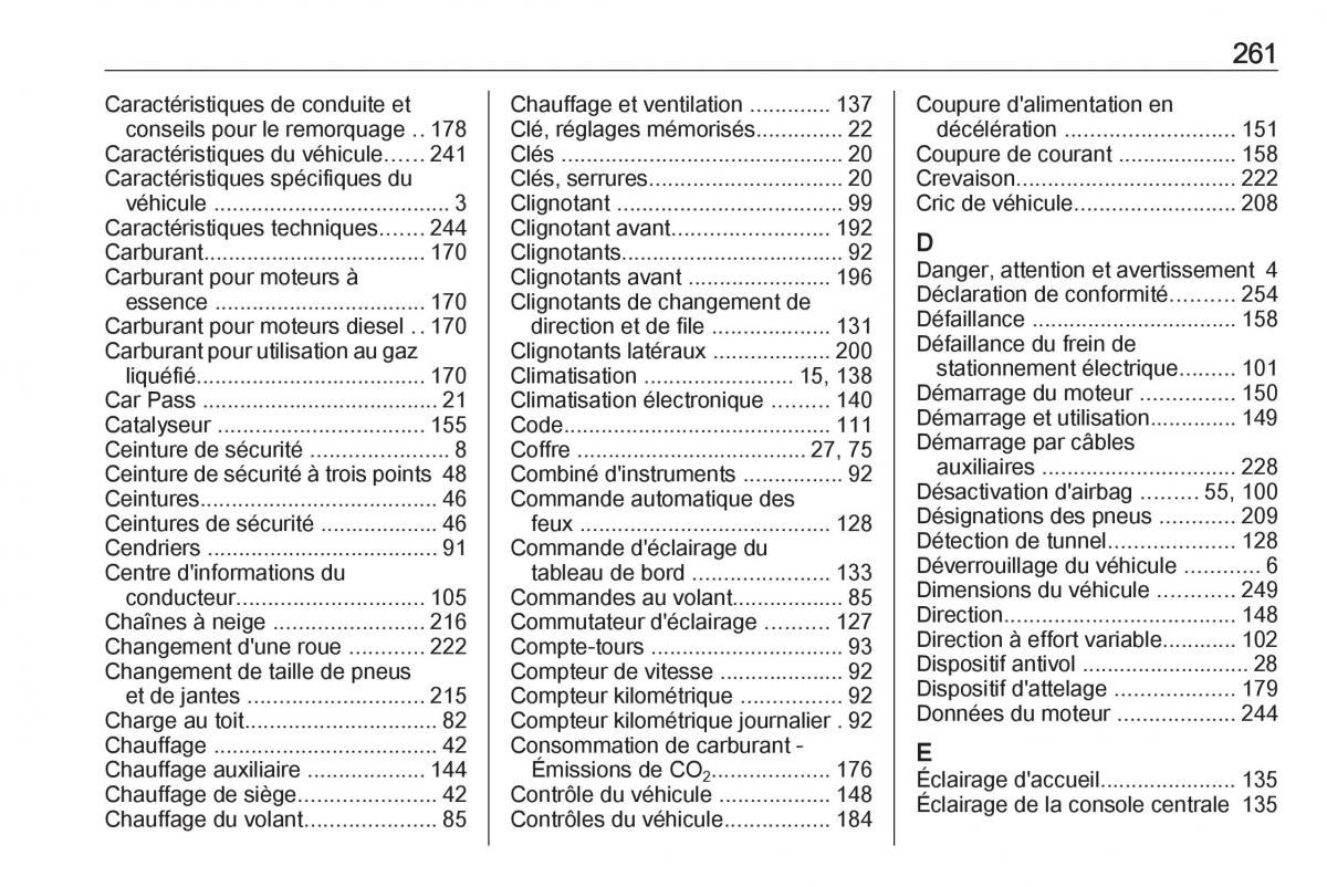 manual Opel Meriva B FL manuel du proprietaire / page 263