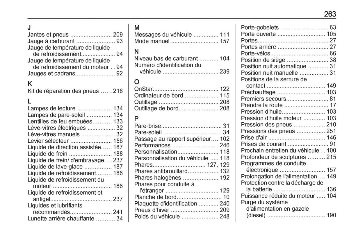 manual Opel Meriva B FL manuel du proprietaire / page 265