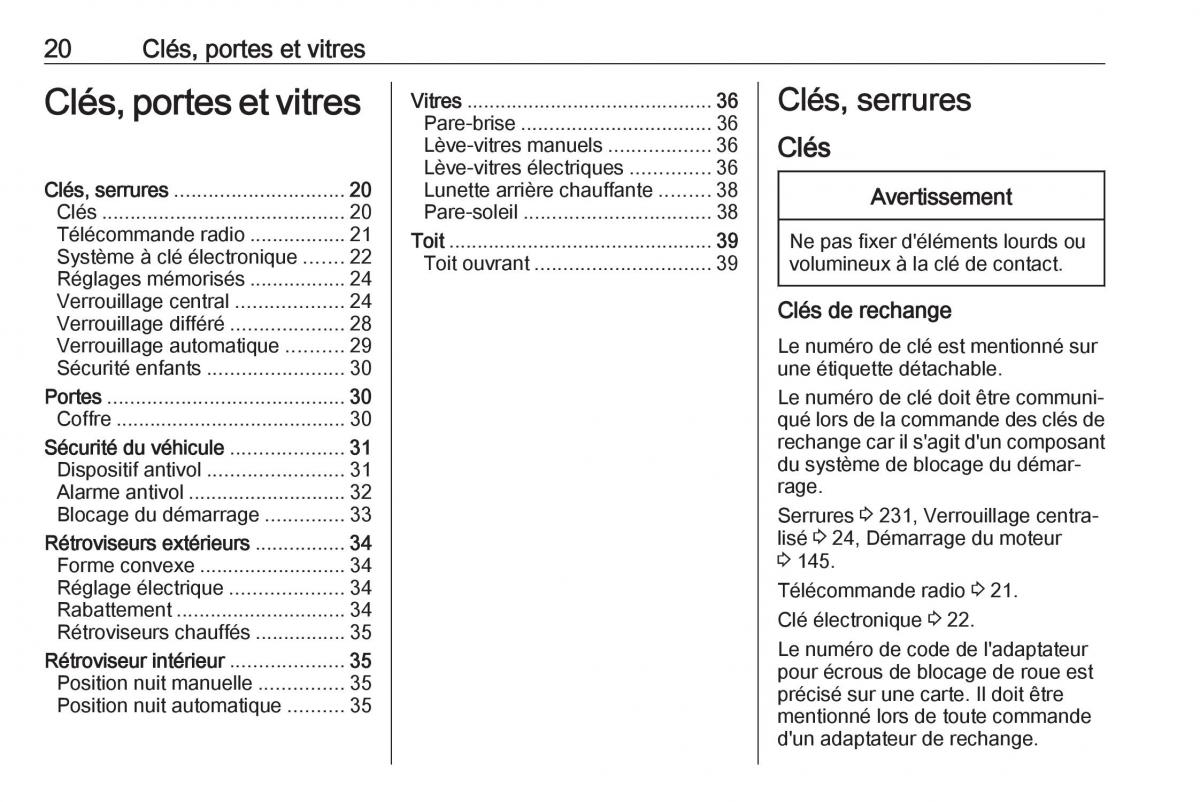 manuel du propriétaire Opel Mokka X manuel du proprietaire / page 22