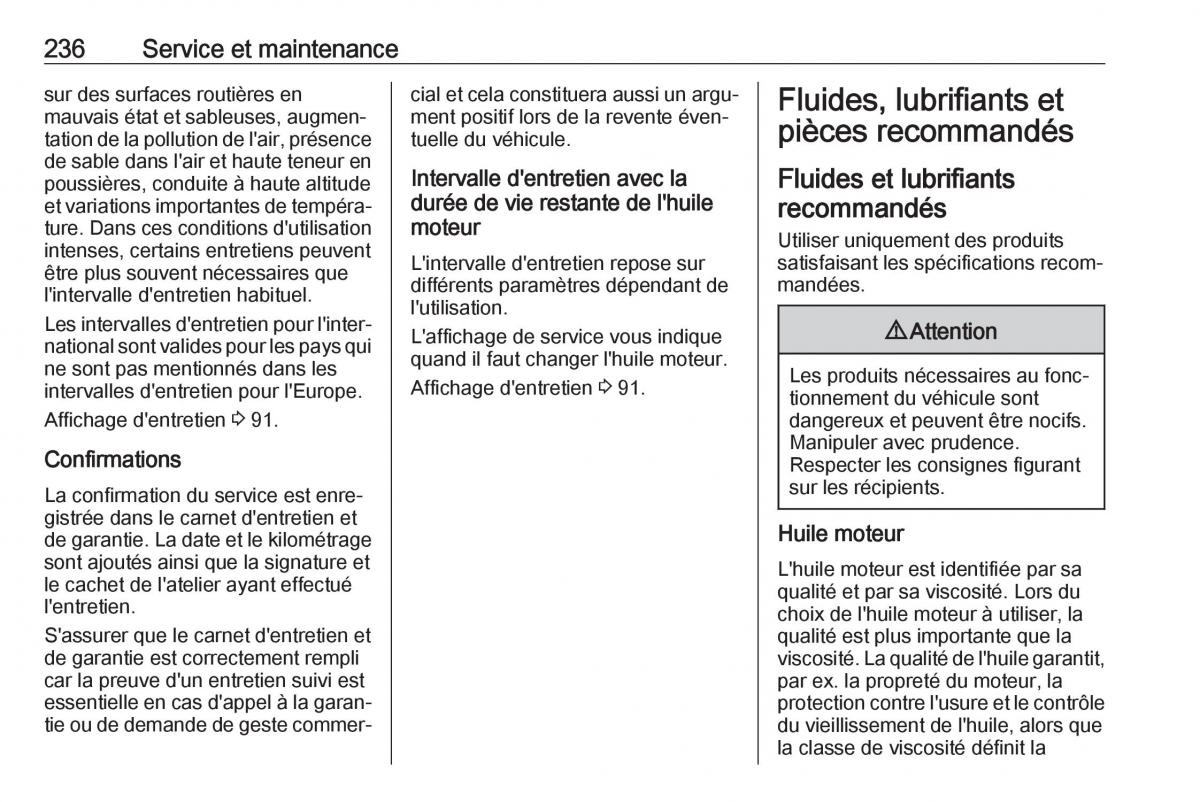 Opel Mokka X manuel du proprietaire / page 238