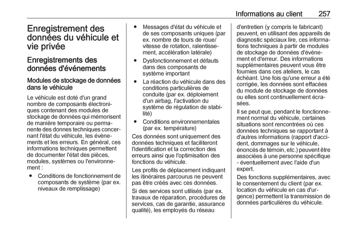 Opel Mokka X manuel du proprietaire / page 259