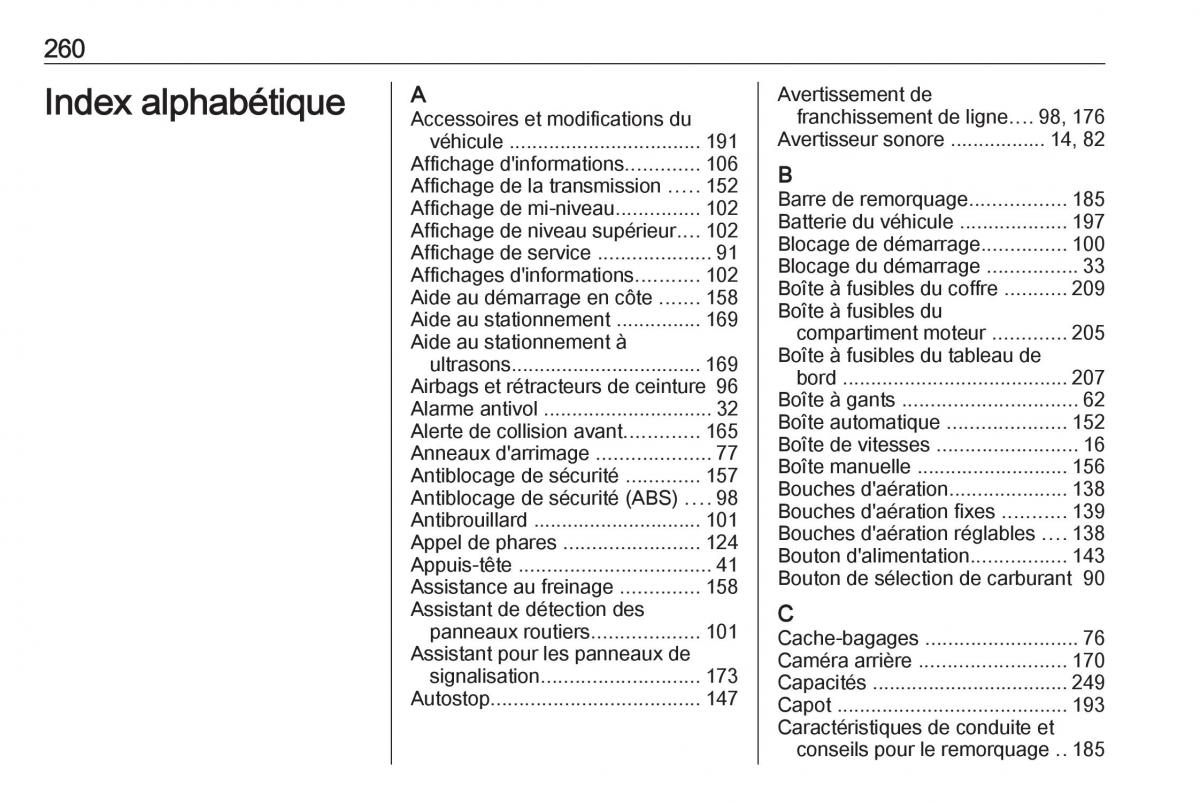 manual Opel Mokka X manuel du proprietaire / page 262