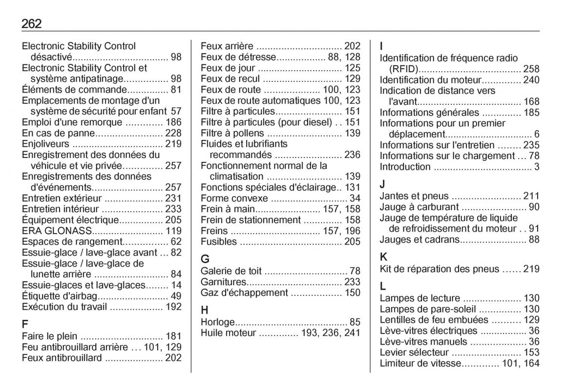 instrukcja obsługi Opel Mokka X manuel du proprietaire / page 264