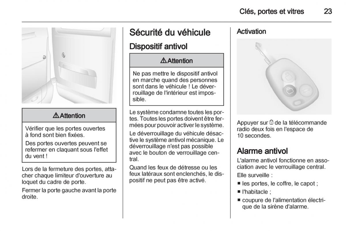 manual Opel Movano B manuel du proprietaire / page 23