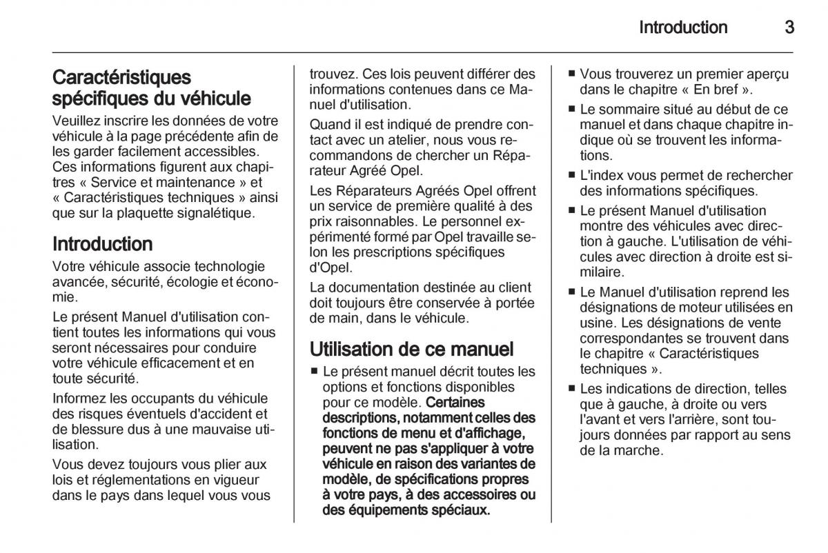manuel du propriétaire Opel Movano B manuel du proprietaire / page 3