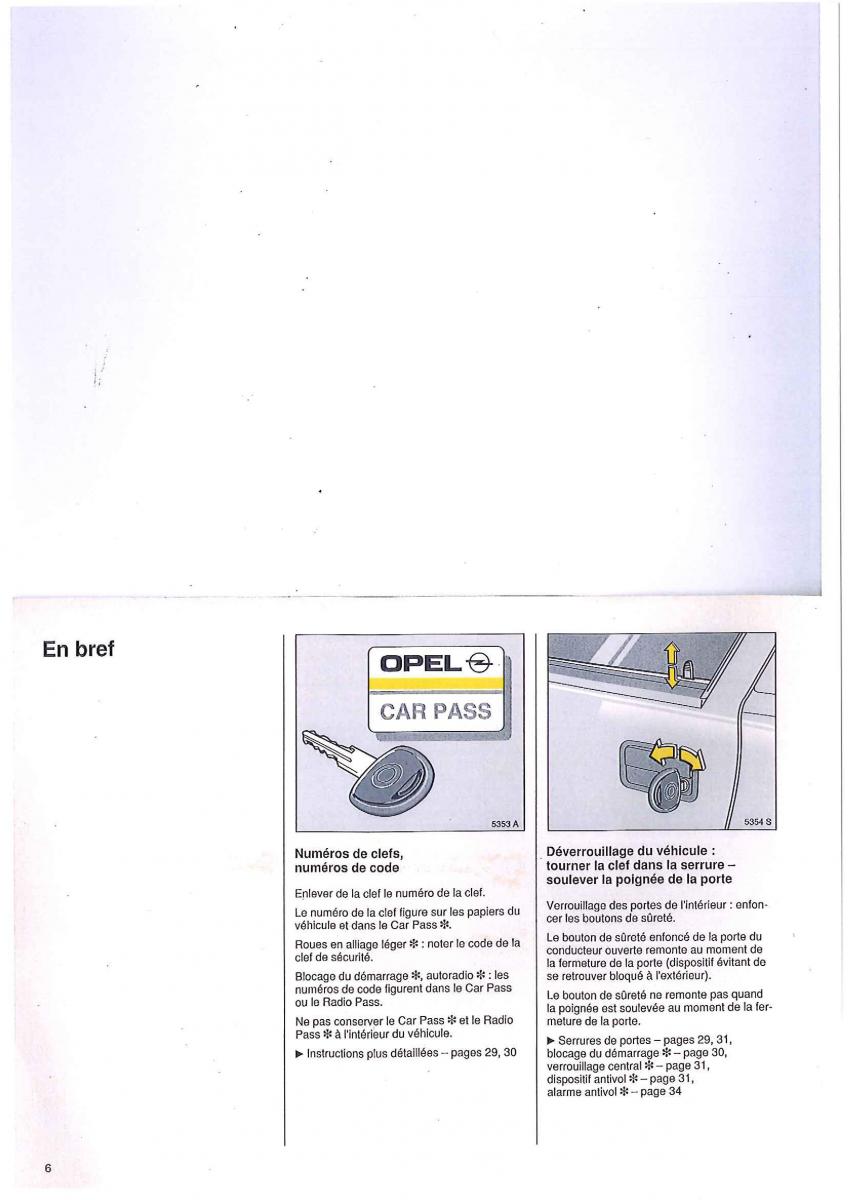 Opel Tigra I manuel du proprietaire / page 6