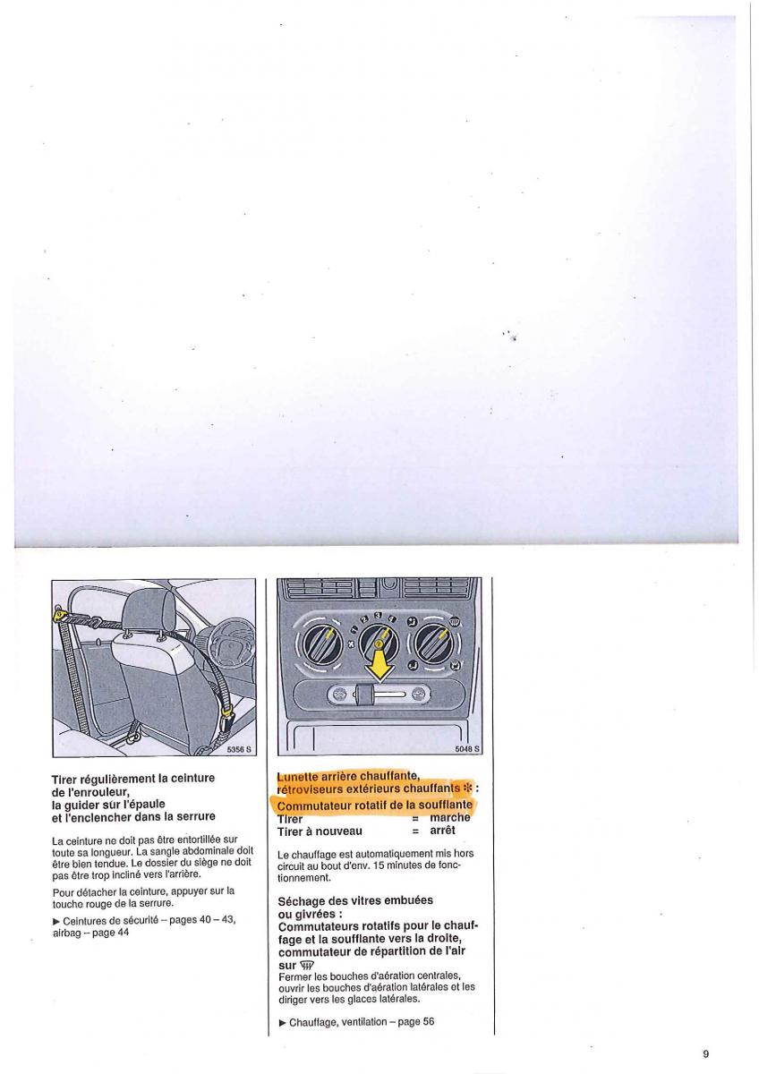 manuel du propriétaire Opel Tigra I manuel du proprietaire / page 9