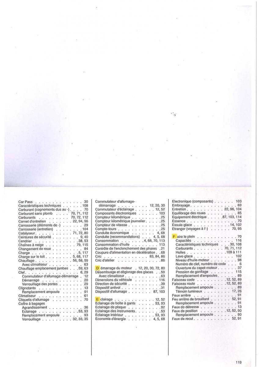 manual Opel Tigra I manuel du proprietaire / page 119