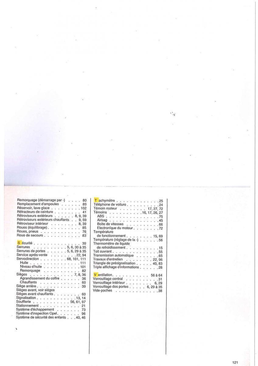 manual Opel Tigra I manuel du proprietaire / page 121