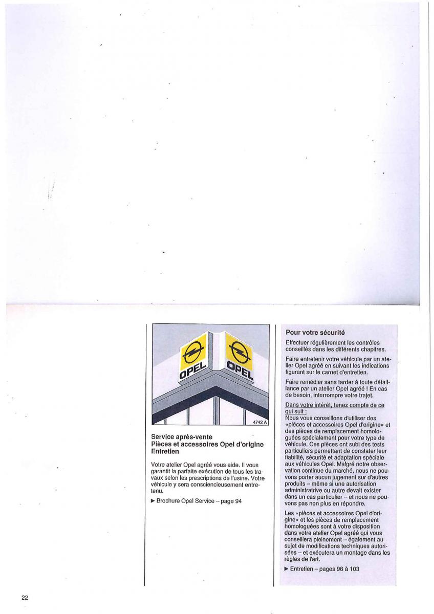 Bedienungsanleitung Opel Tigra I manuel du proprietaire / page 22