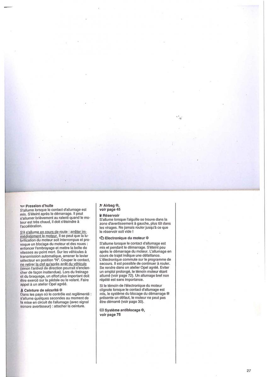 manual Opel Tigra I manuel du proprietaire / page 27