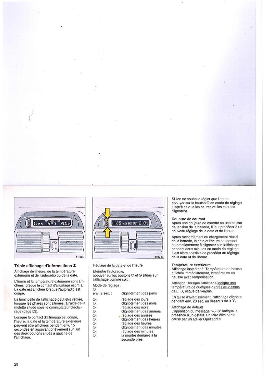 manual Opel Tigra I manuel du proprietaire / page 28