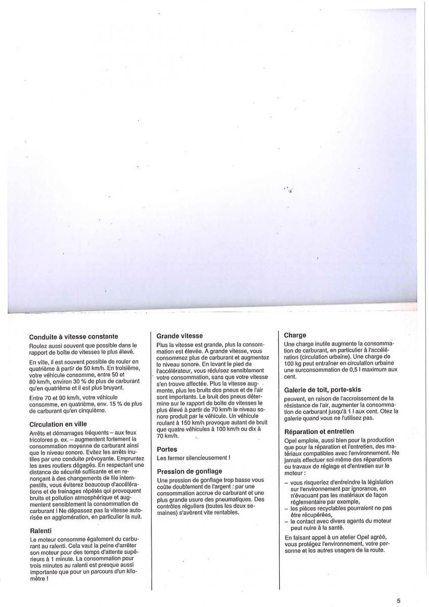 Opel Tigra I manuel du proprietaire / page 5