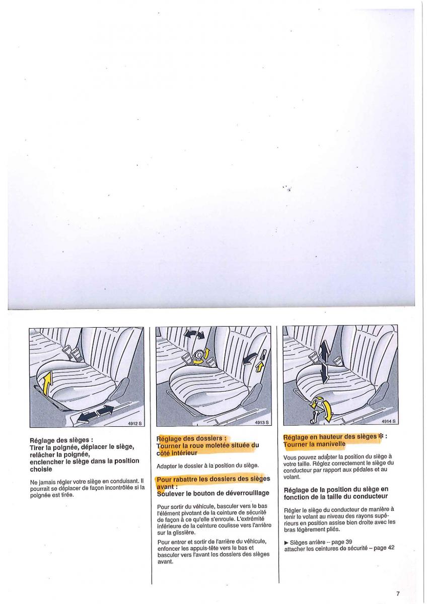 manual Opel Tigra I manuel du proprietaire / page 7