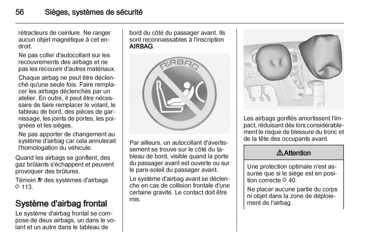 Opel Zafira C manuel du proprietaire / page 58