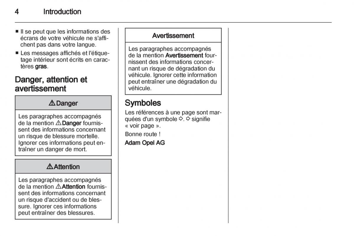 manuel du propriétaire Opel Zafira C manuel du proprietaire / page 6