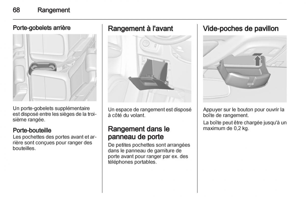 Opel Zafira C manuel du proprietaire / page 70