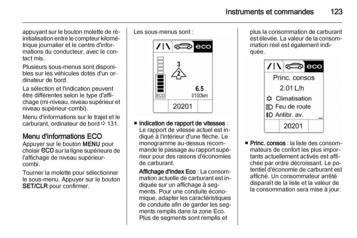 Opel Zafira C manuel du proprietaire / page 125