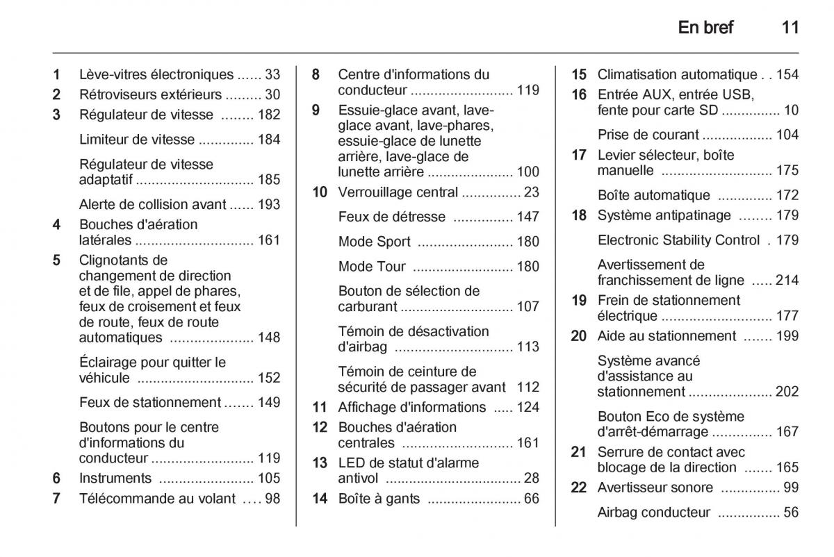 instrukcja obsługi Opel Zafira C manuel du proprietaire / page 13
