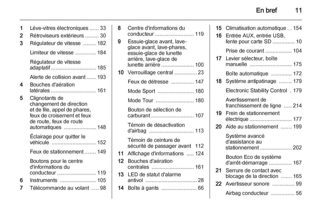 Opel Zafira C manuel du proprietaire / page 13