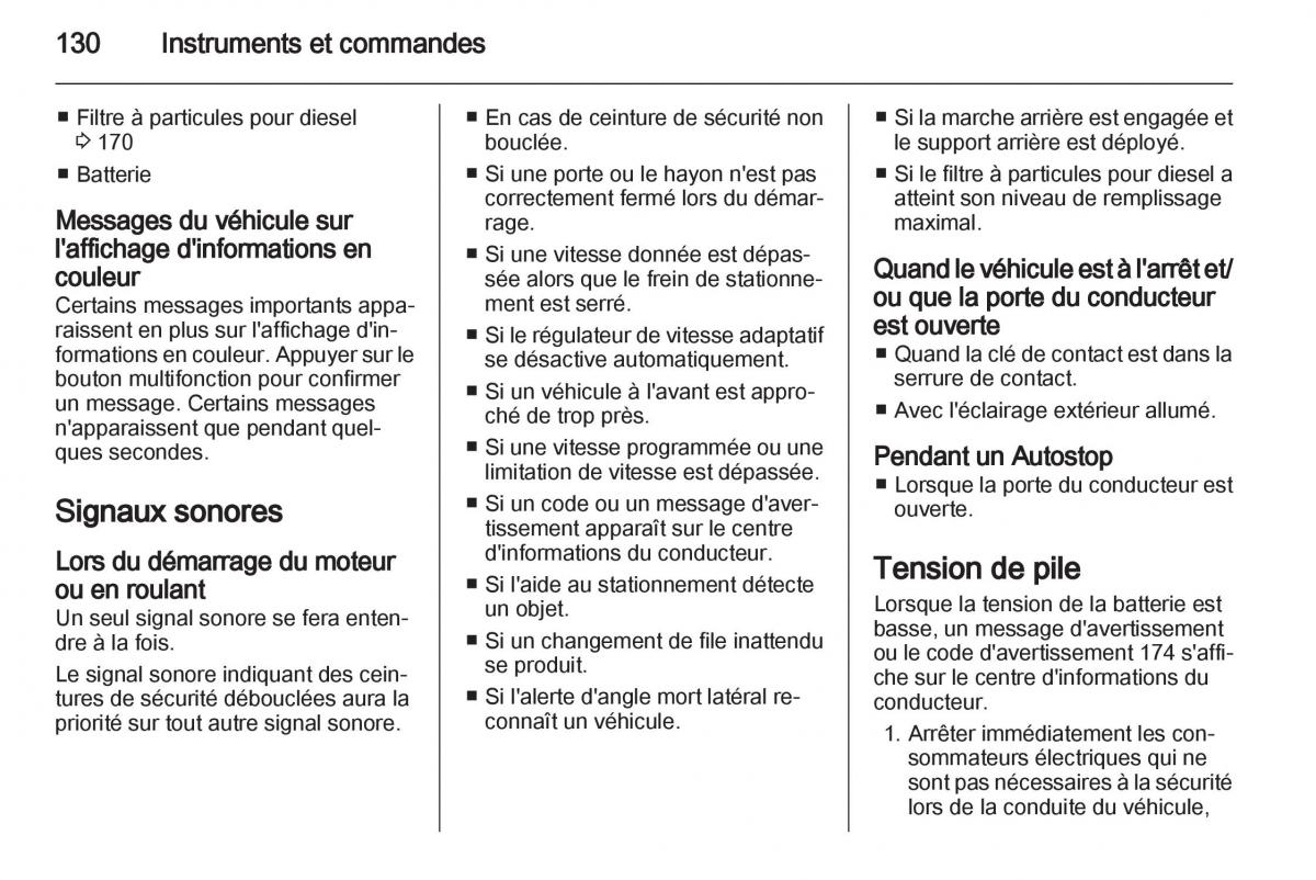 Opel Zafira C manuel du proprietaire / page 132