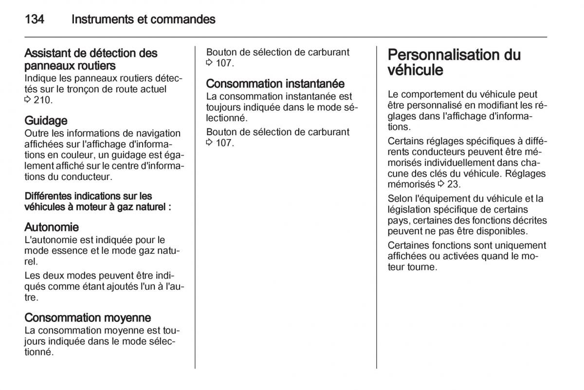 Opel Zafira C manuel du proprietaire / page 136