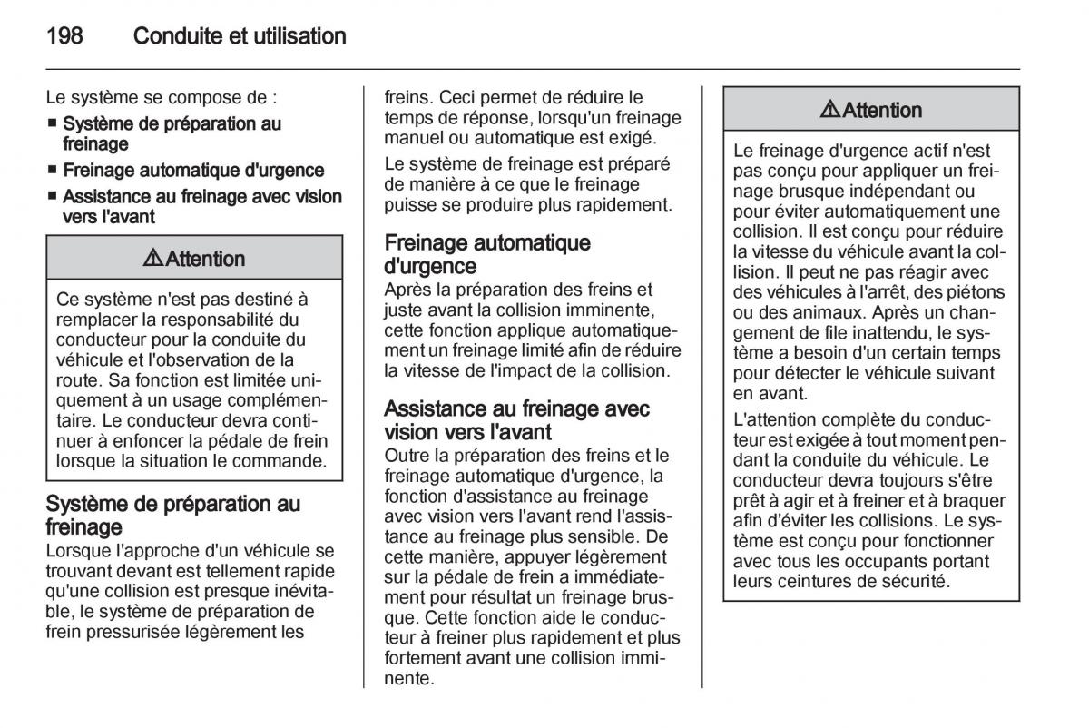 Opel Zafira C manuel du proprietaire / page 200