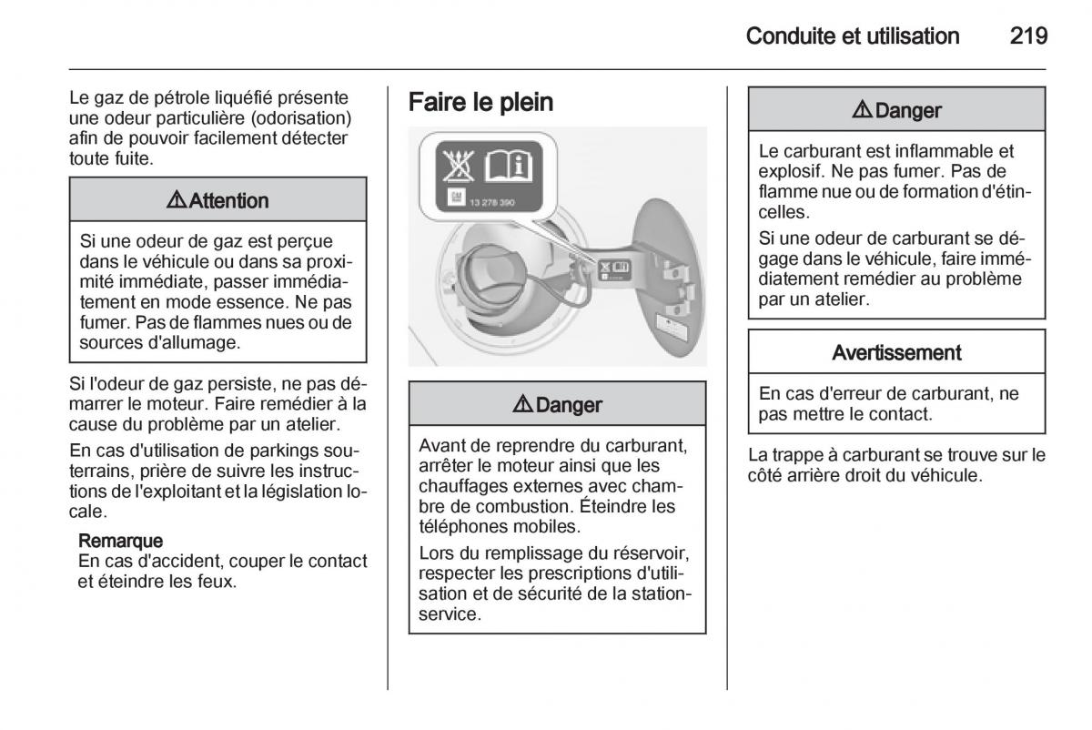 Opel Zafira C manuel du proprietaire / page 221