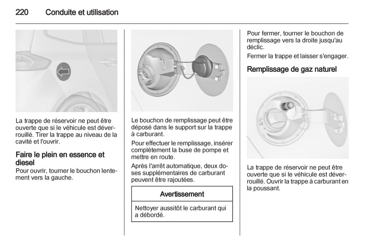 Opel Zafira C manuel du proprietaire / page 222