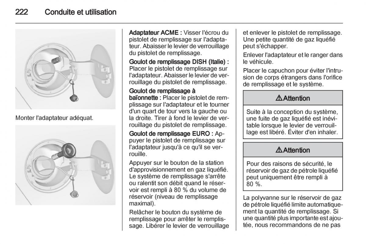 Opel Zafira C manuel du proprietaire / page 224