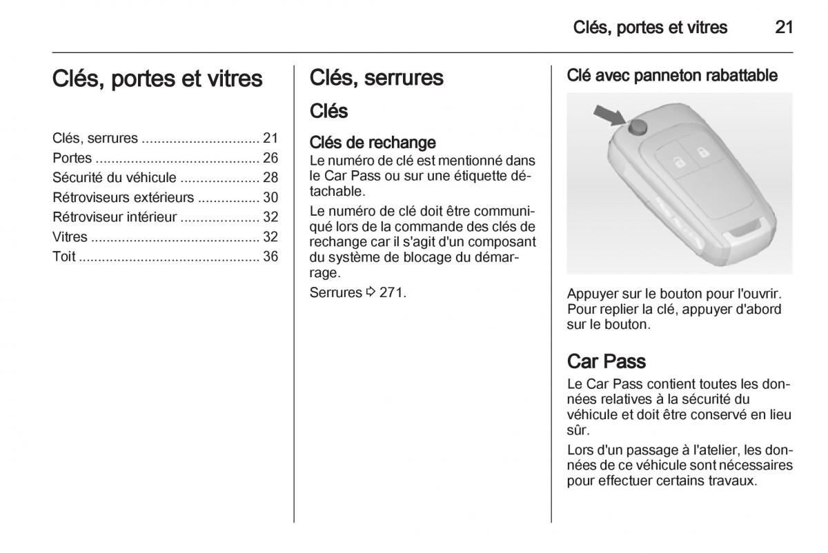 manual Opel Zafira C manuel du proprietaire / page 23