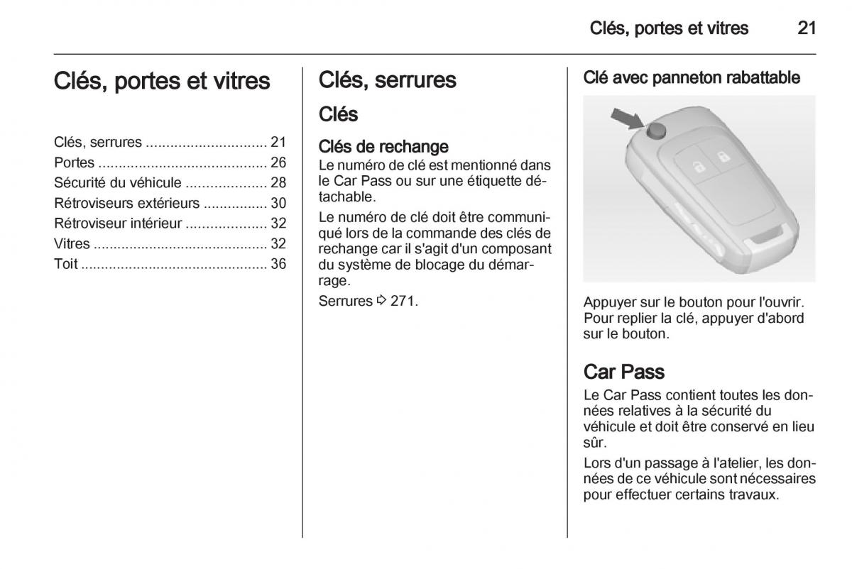 Opel Zafira C manuel du proprietaire / page 23