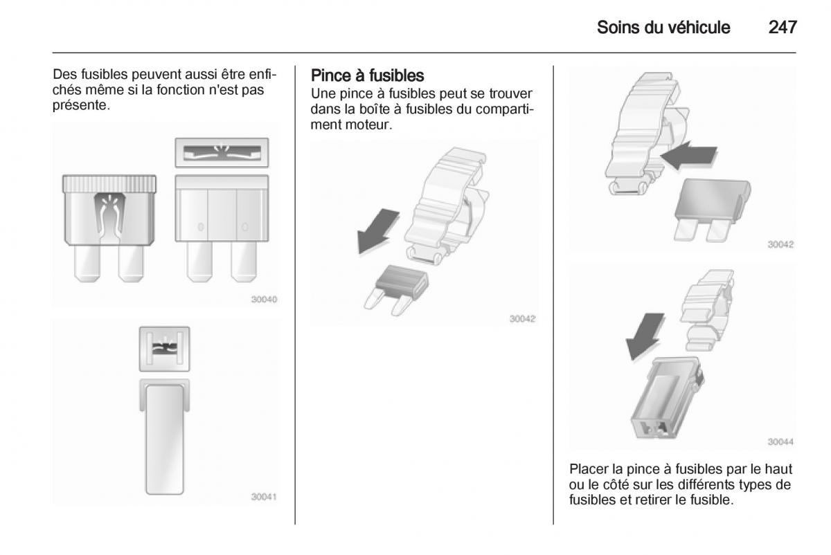 Opel Zafira C manuel du proprietaire / page 249