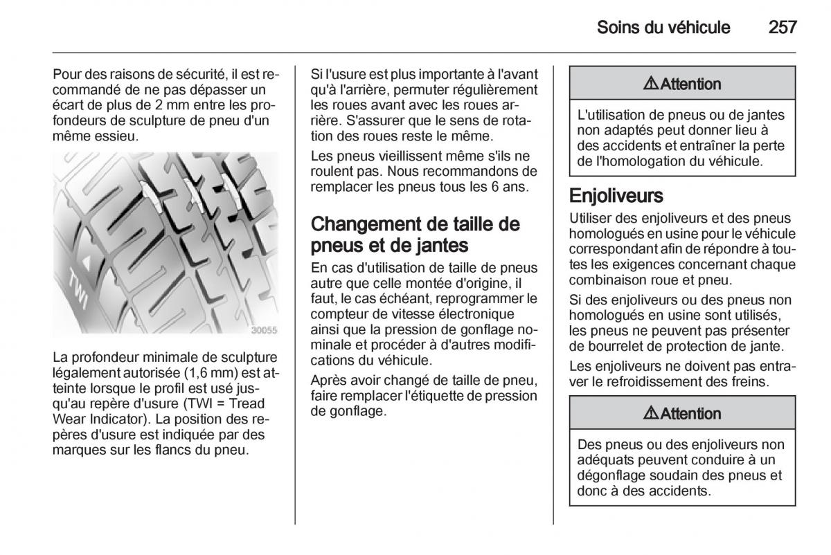 Opel Zafira C manuel du proprietaire / page 259