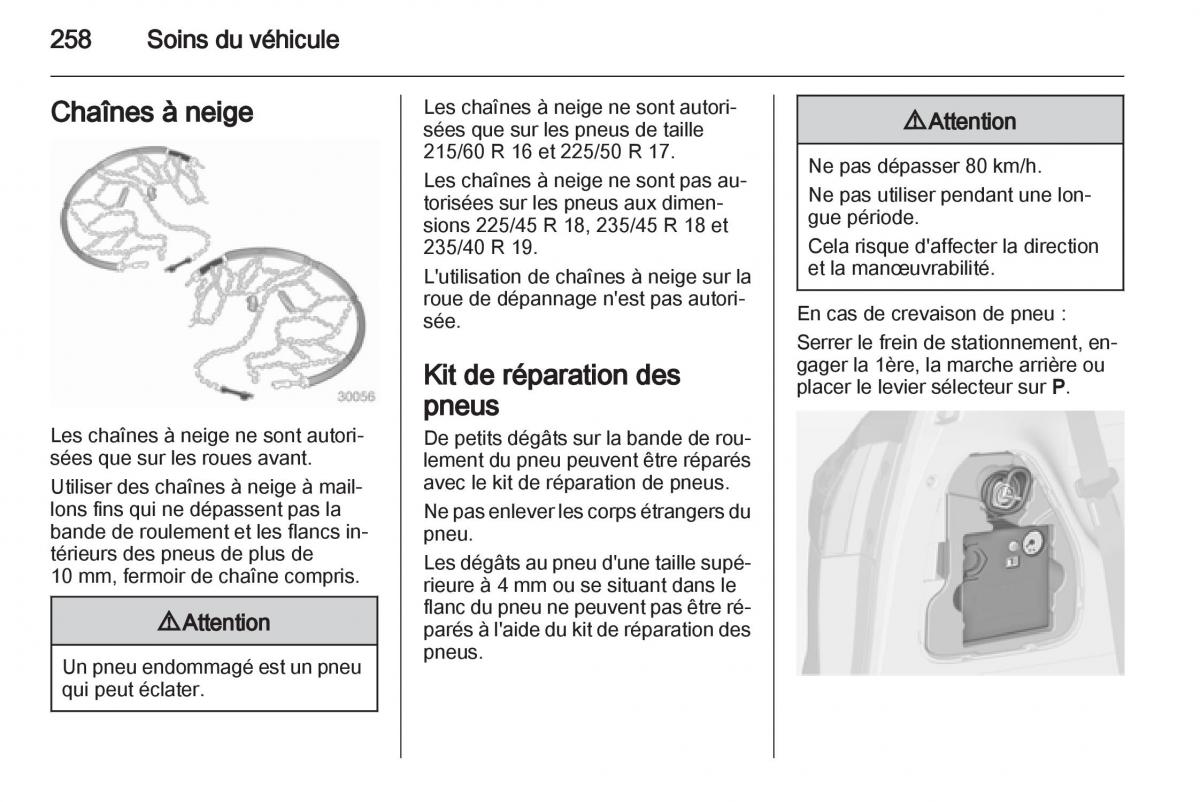 Opel Zafira C manuel du proprietaire / page 260