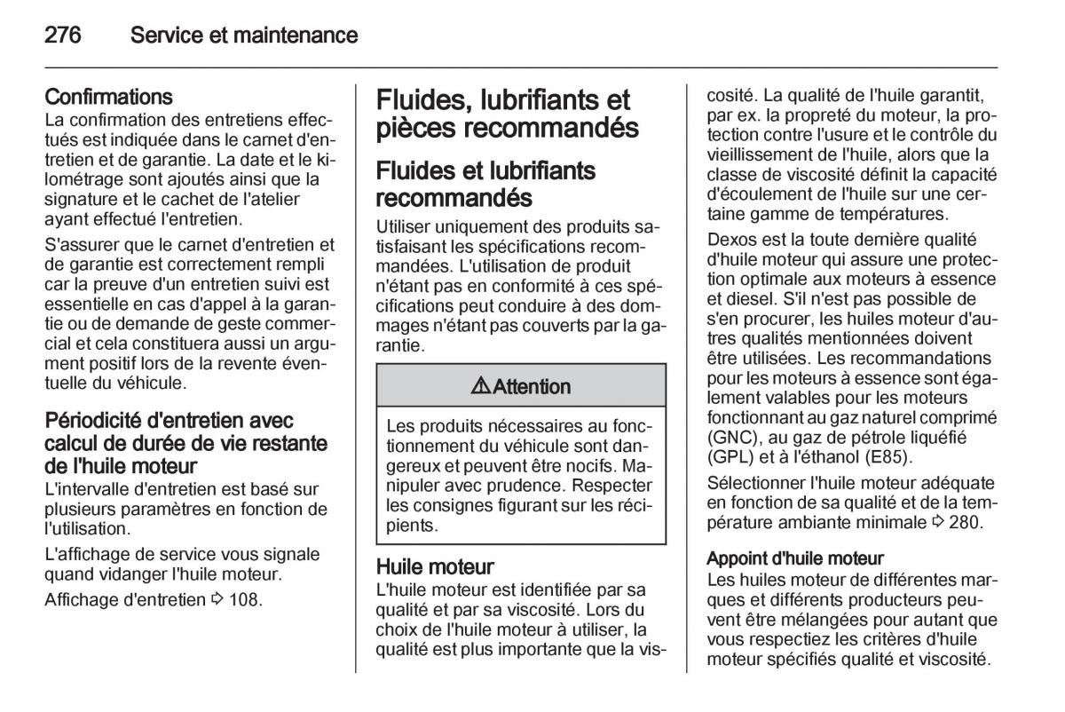 Opel Zafira C manuel du proprietaire / page 278