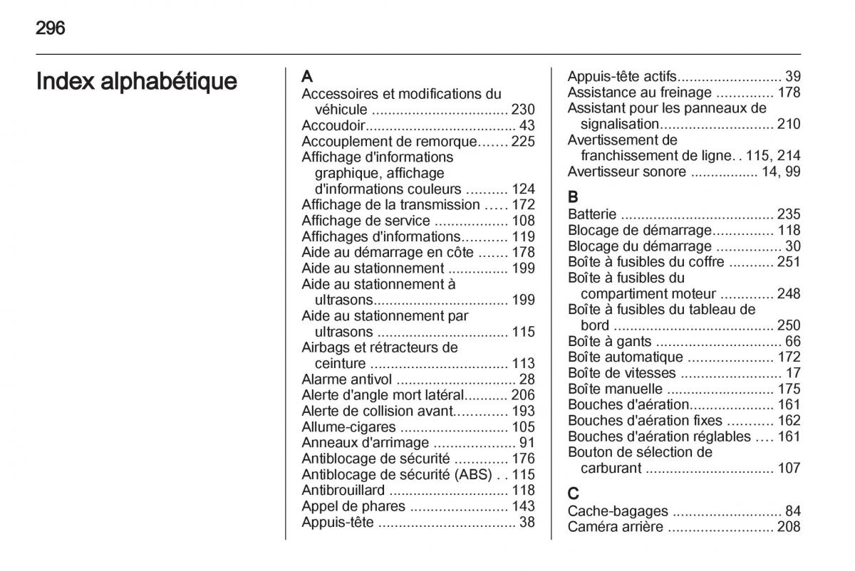 manual Opel Zafira C manuel du proprietaire / page 298