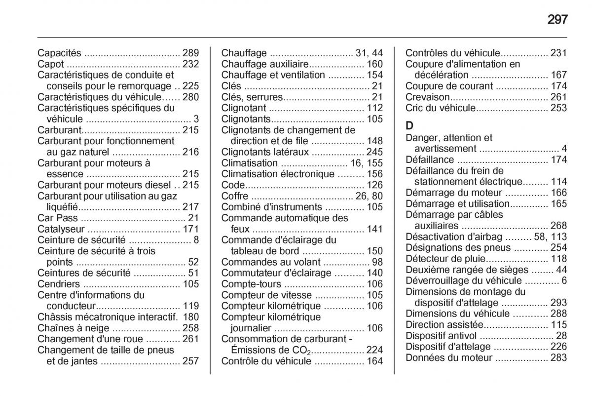 Opel Zafira C manuel du proprietaire / page 299