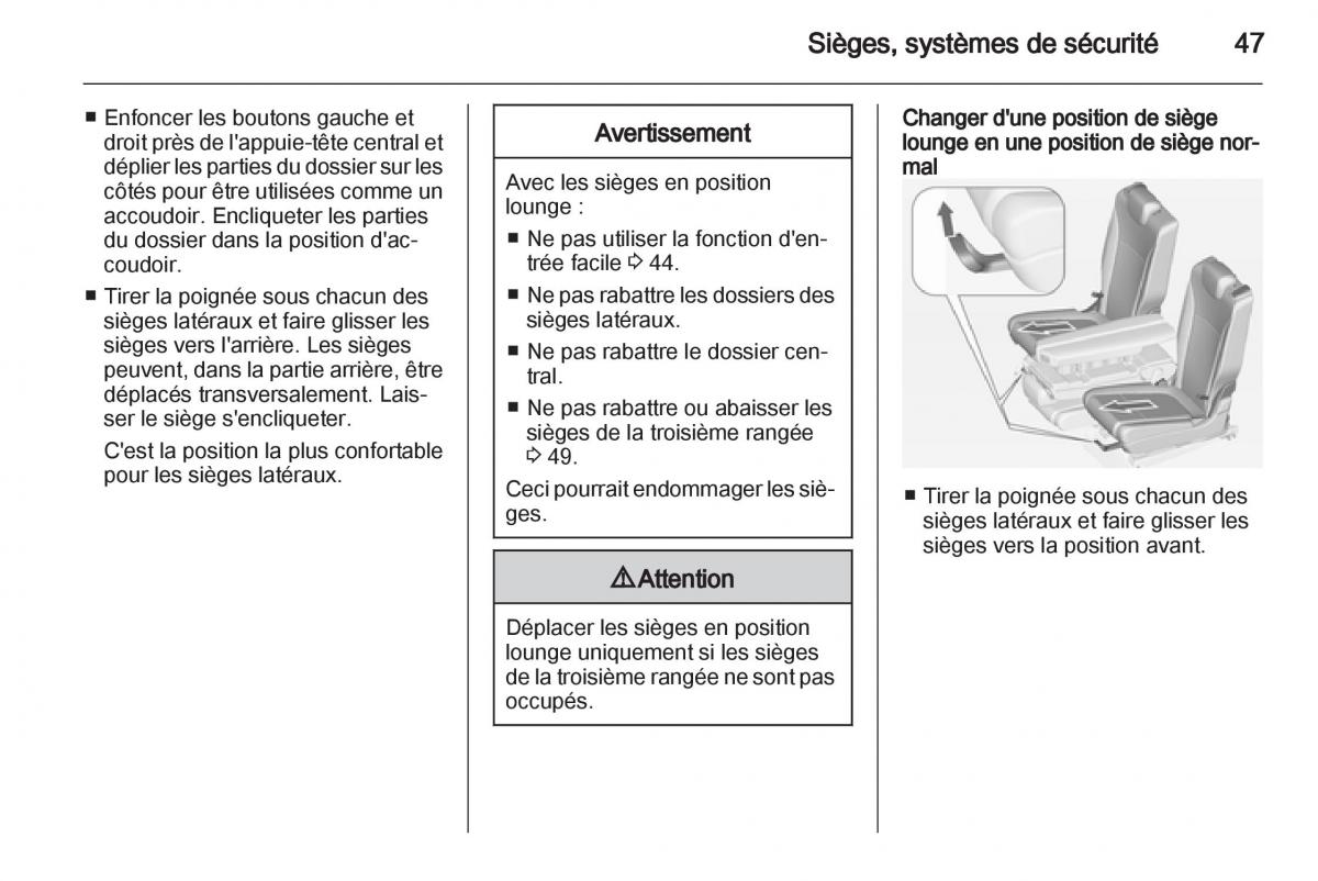 Opel Zafira C manuel du proprietaire / page 49
