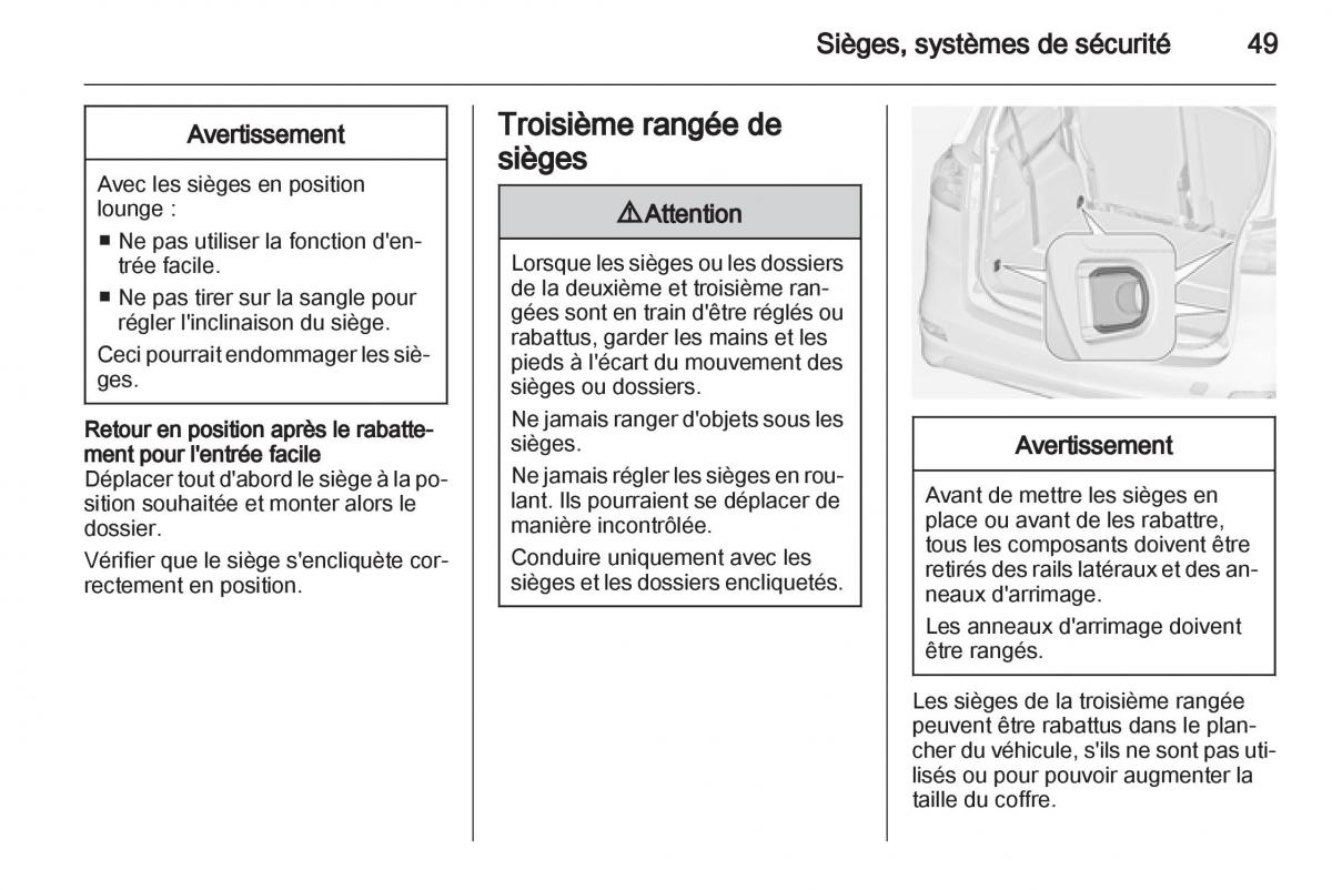 Opel Zafira C manuel du proprietaire / page 51